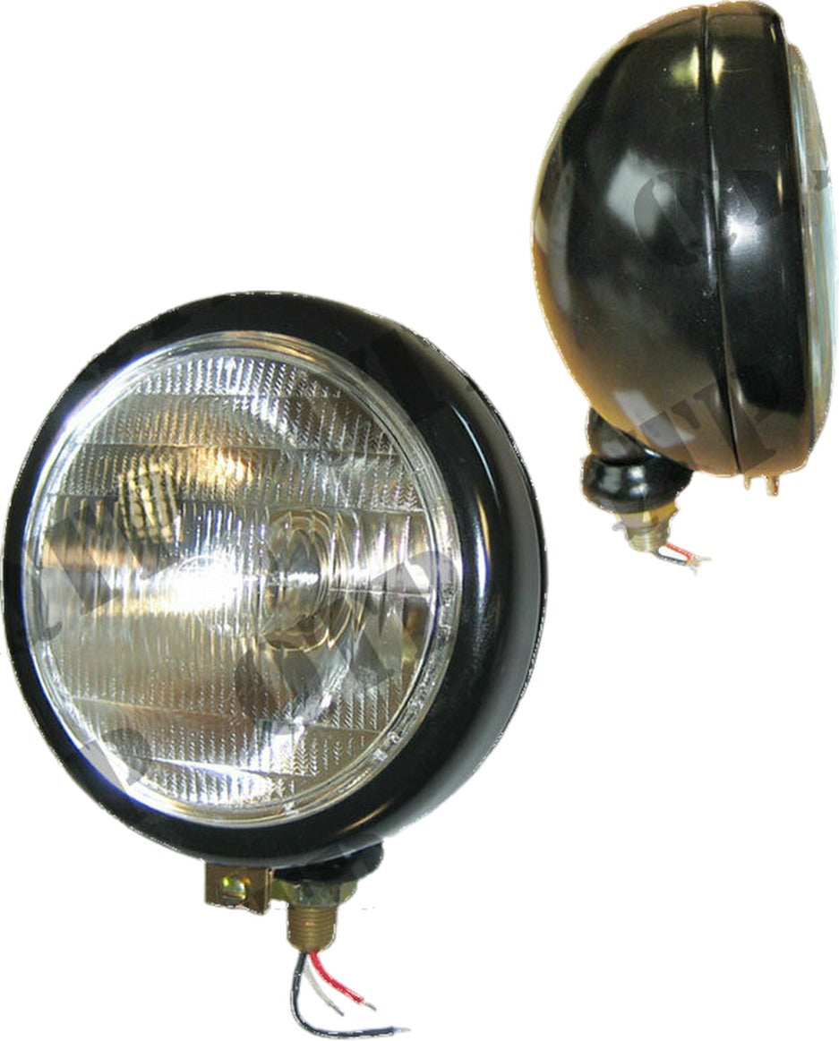 1 Pair Of Tractor Headlights Black Plain Lens With Bulbs 40/45w 12V QTP51501