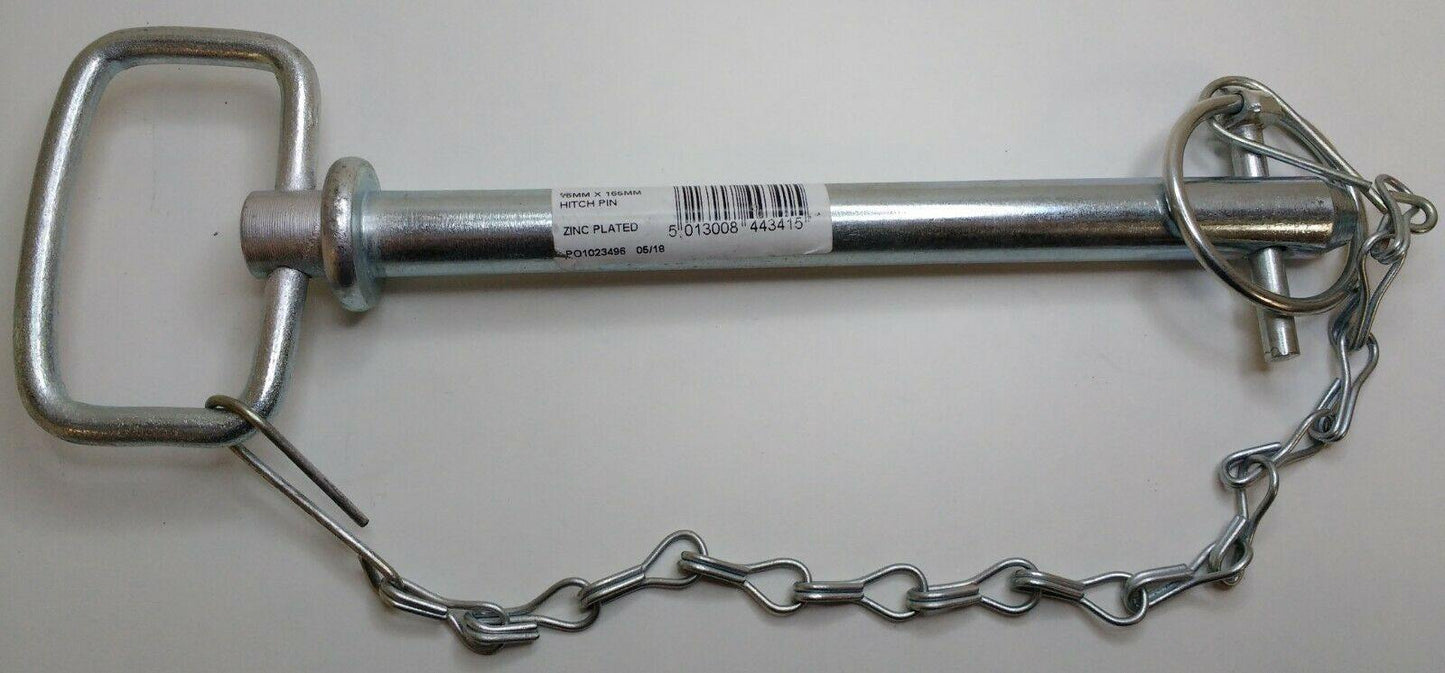 Drop Handle Tow Hitch Pin With Linch Pin & Chain 16Mm X 165Mm Maypole Mp44341B - Mid-Ulster Rotating Electrics Ltd