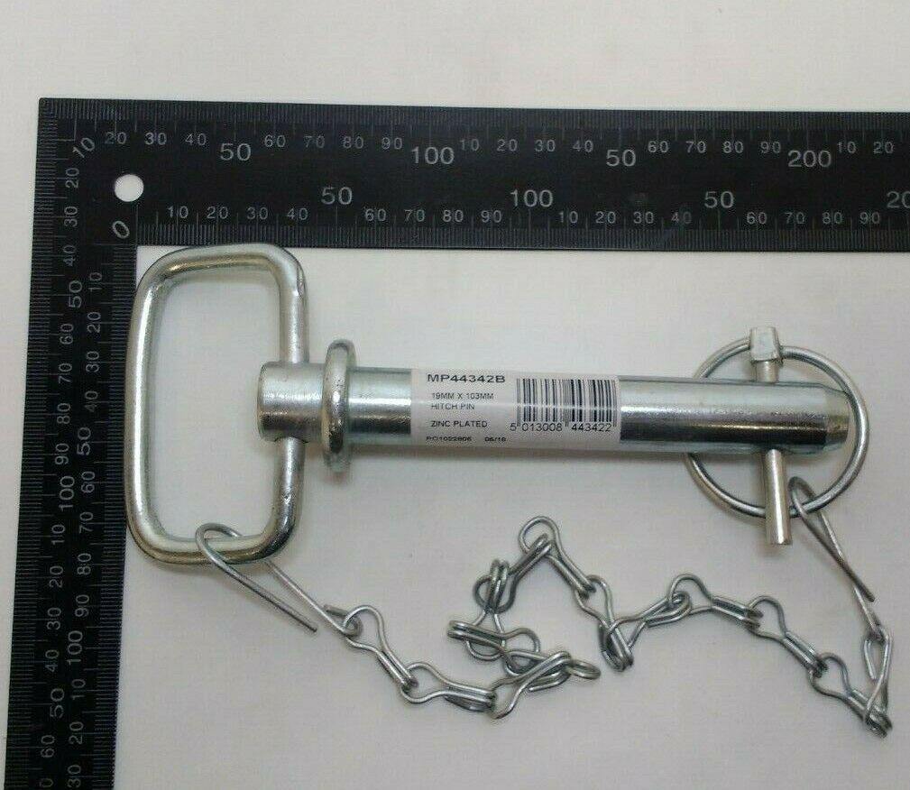 Drop Handle Tow Hitch Pin With Linch Pin & Chain 19Mm X 103Mm Maypole Mp44342B - Mid-Ulster Rotating Electrics Ltd