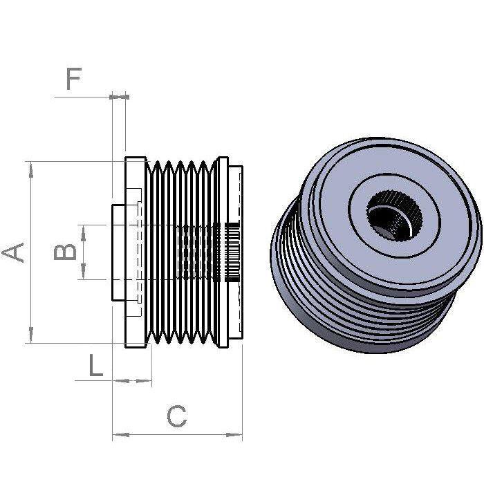 Alternator Clutch Slip Pulley Genuine Ina Skoda Audi 230293 Wood Ina535001210 - Mid-Ulster Rotating Electrics Ltd