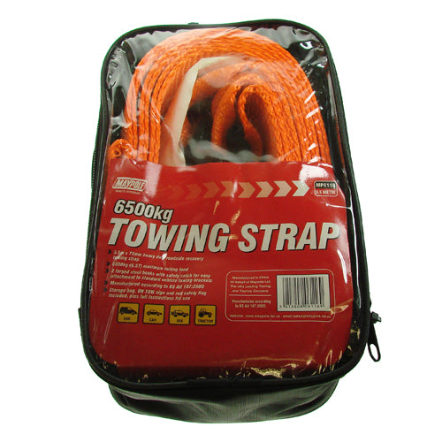 Heavy Duty Towing Rope / Strap With Forged Hooks 3.5 Meters 6500Kg Breakdown Tow Strap Maypole MP6116