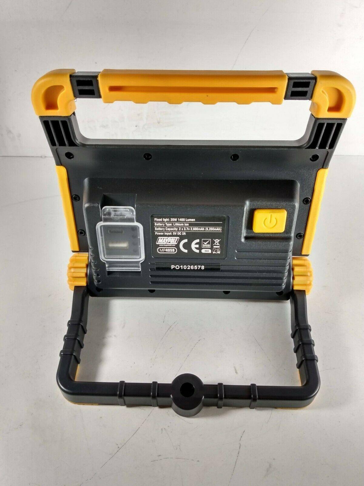 LED Slimline Work Light Portable Flood Lamp 20W and Power Bank Maypole MP4059 - Mid-Ulster Rotating Electrics Ltd