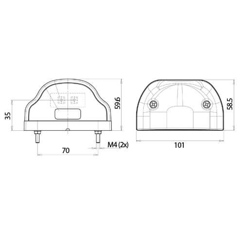 Large Led Trailer Number Plate Lamp Light White Varivolt 12V 24V Maypole Mp8222B - Mid-Ulster Rotating Electrics Ltd