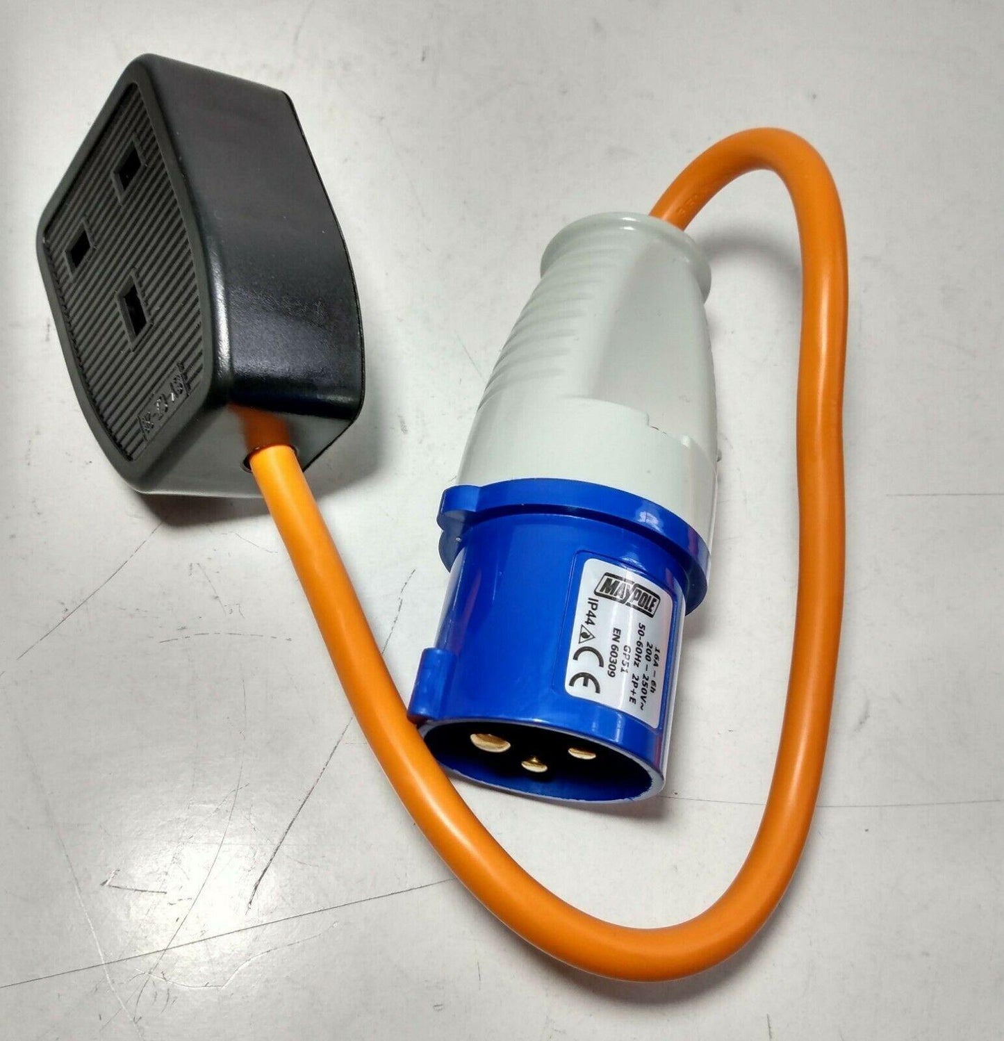 3 Pin Caravan Camper Van Plug With UK 230V Socket Hook Up Lead Adaptor MP375 - Mid-Ulster Rotating Electrics Ltd