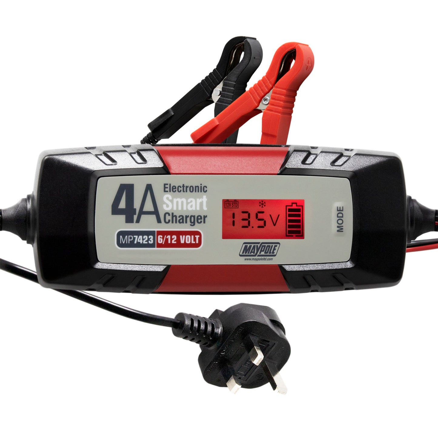 Genuine Maypole 4Amp Electronic Smart Battery Charger With LCD Display 6 volts / 12 Volts MP7423