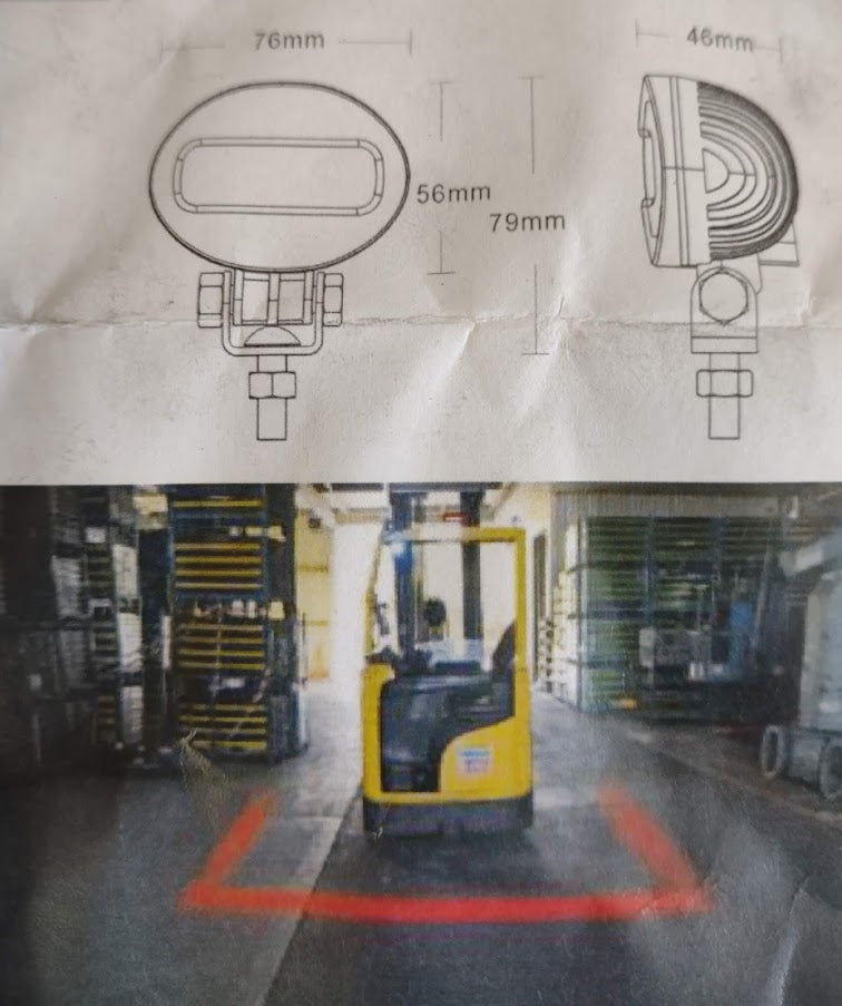 LED SAFETY LAMP FOR FORKLIFTS SINGLE RED LINE 9V-80V 15W LED GLOBAL LG854