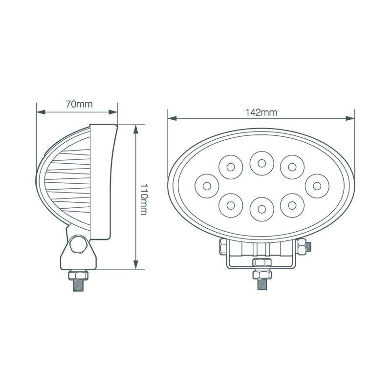 12v / 24V Led Autolamps Dual Voltage Oval Work Lamp Light 24w Red line Series RL14024BM - Mid-Ulster Rotating Electrics Ltd