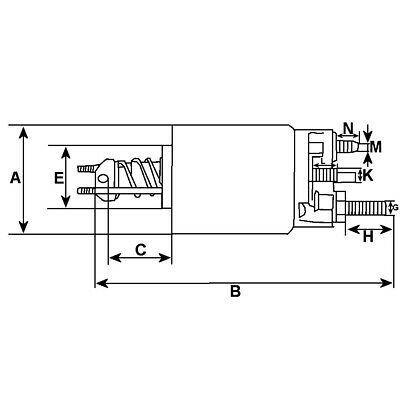measurement diagram for a starter motor solenoid