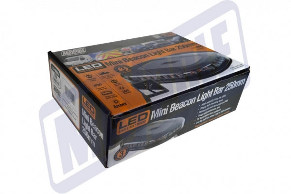 Genuine Maypole LED Slim Line Amber Strobe Flashing Recovery Mini Master Bolt On Roof bar Lightbar 250mm MP4095 - Mid-Ulster Rotating Electrics Ltd