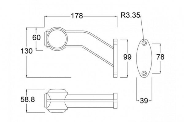 MAYPOLE 10-30V LEFT HAND LED 90° RED/WHITE/AMBER OUTLINE MARKER LAMP FOR USE ON TRAILER CARAVAN HORSEBOX ETC - MP7723BL - Mid-Ulster Rotating Electrics Ltd