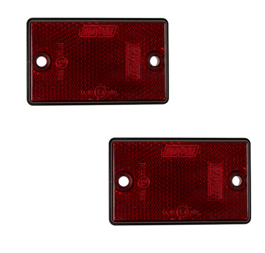 2 x Rear Red Reflector Screw Or Stick On Trailer Truck Horsebox Tractor Rectangle Maypole MP8722SSBx2