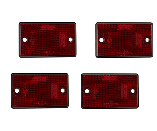 4 x Rear Red Reflector Screw Or Stick On Trailer Truck Horsebox Tractor Rectangle Maypole MP8722SSBx4