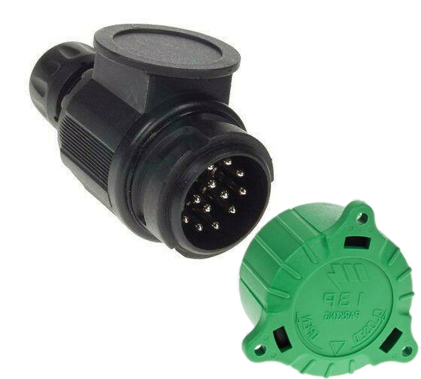 13 Pin Caravan Plug & Protective Cover Towing Connector Trailer Maypole 12V MP128 & MP1280