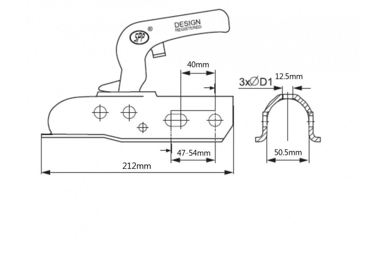 Tow Bar Hitch Coupling Pressed Steel Universal 30-50Mm Drawbars Maypole Mp1993 - Mid-Ulster Rotating Electrics Ltd
