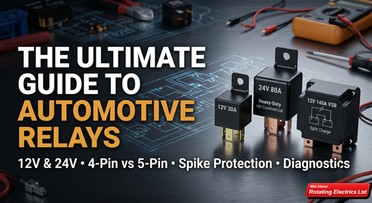 Three black automotive relays 12V 30A 24V 80A heavy-duty and 12V 140A VSR split charge from MURE
