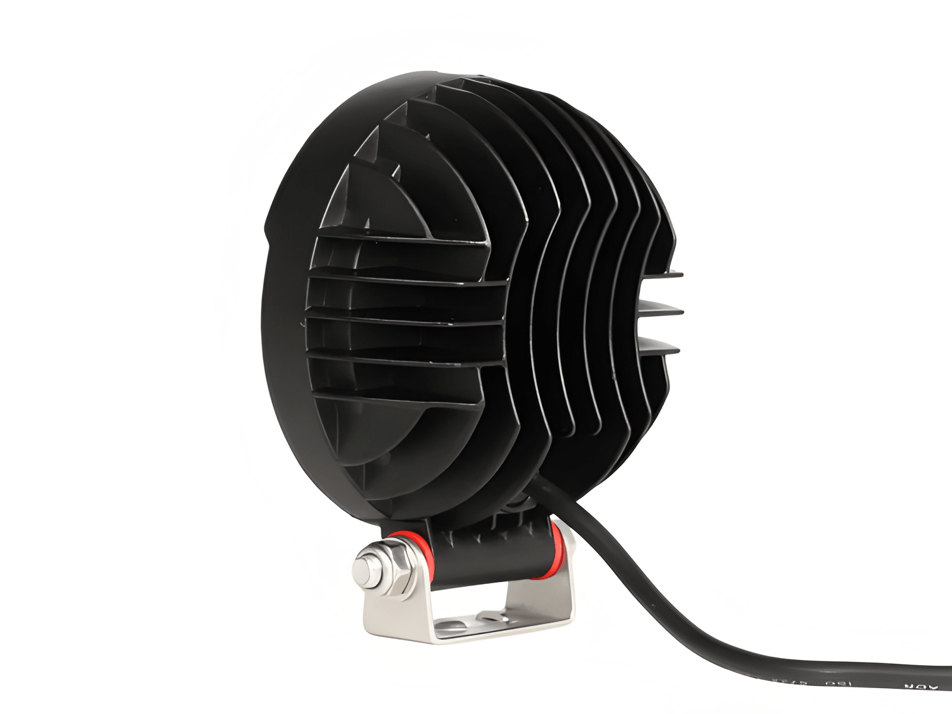 Back view of Daltec D-LIG-04008 27W LED work lamp showing heat dissipation fins and mounting hardware.