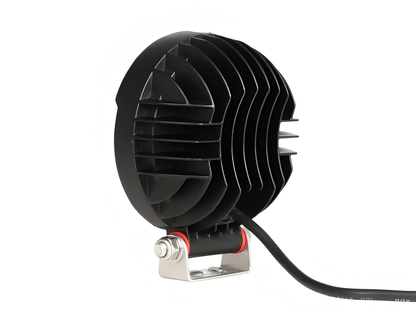 Back view of Daltec D-LIG-04008 27W LED work lamp showing heat dissipation fins and mounting hardware.