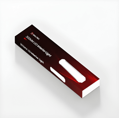 Packaging box for Daltec D-LIG-04001 300mm LED interior strip light for vehicles.
