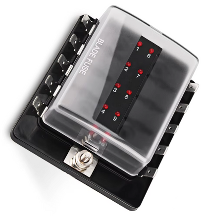 10 Way Blade Fuse Box Holder Led 12V / 24V Standard Ato Circuit Wood Auto Fuh1732L