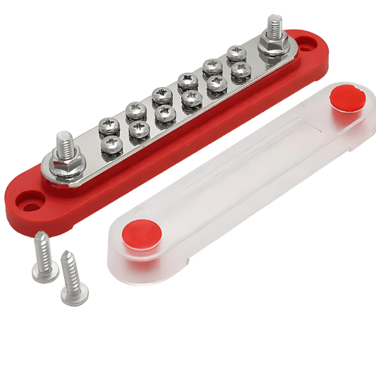 12 Point Battery Power Distribution Double Row Twin Point 150amp Red 12V 24V 48V MURE BB110DR