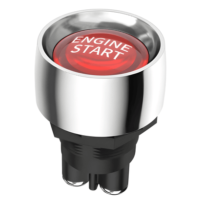 MURE 12V 24V engine start red illuminated momentary push ignition button IGNPB1 with chrome bezel 3-pin