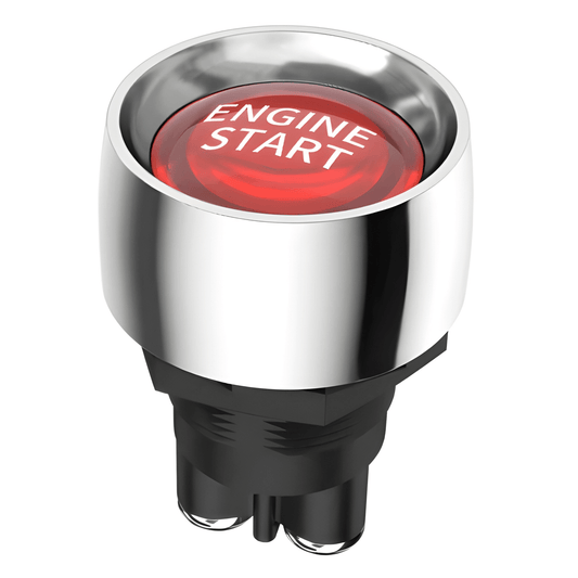MURE 12V 24V engine start red illuminated momentary push ignition button IGNPB1 with chrome bezel 3-pin