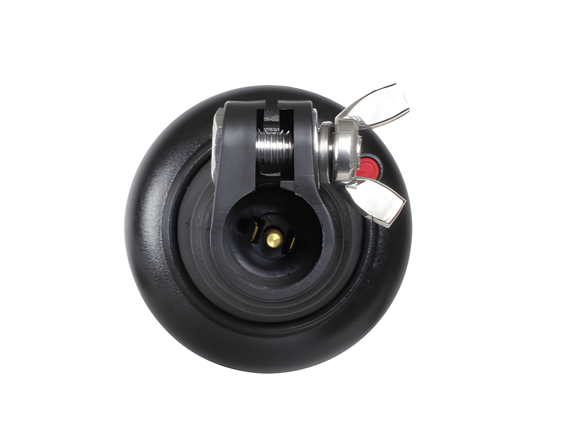 Detailed view of the flexible spigot mounting base for the AMB947 warning lamp, including the wing-nut securement and electrical connection point.