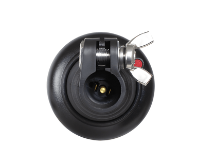 Detailed view of the flexible spigot mounting base for the AMB947 warning lamp, including the wing-nut securement and electrical connection point.