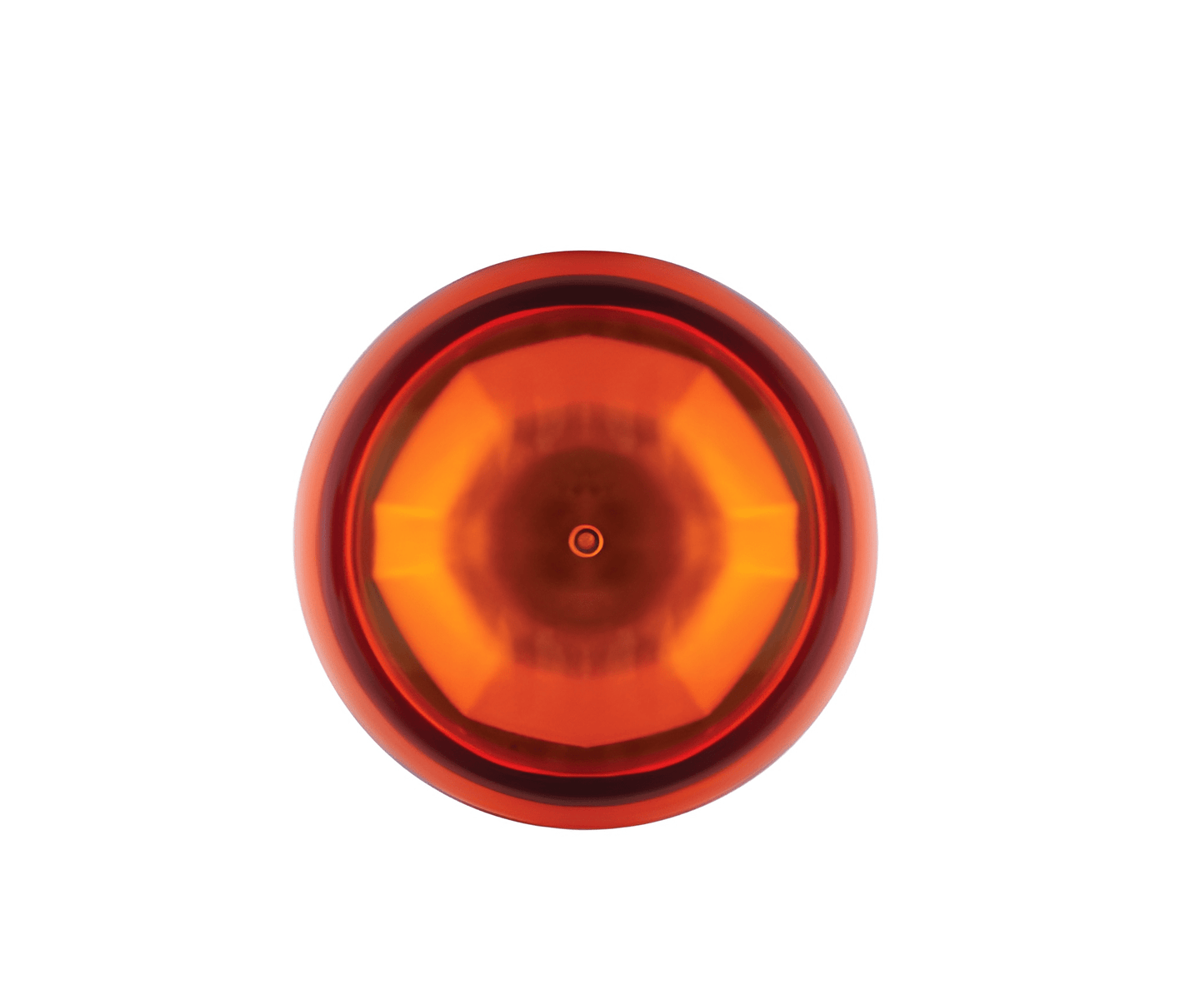 Aerial view of the AMB947 beacon's clear amber lens, highlighting its 360-degree visibility and professional SMD LED internal assembly.