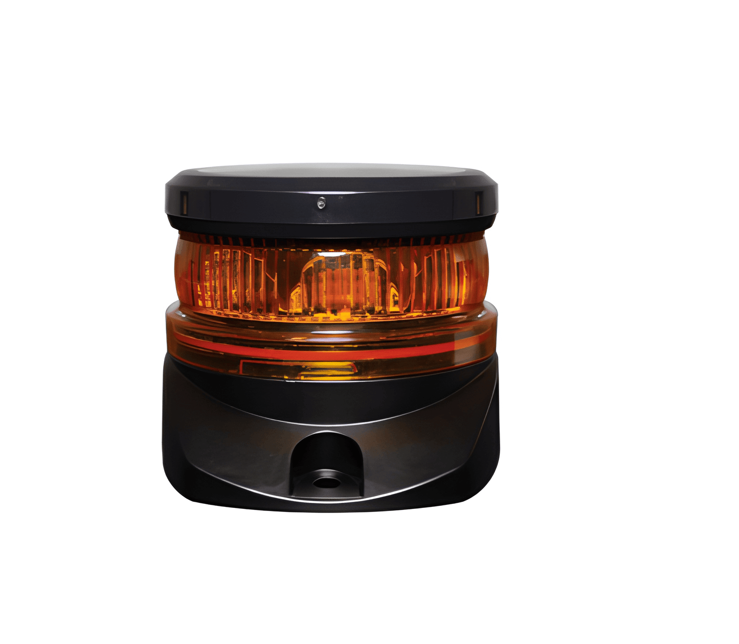 Side profile of the AMB824 warning light demonstrating its ultra-low 58mm height for discreet vehicle roof mounting.