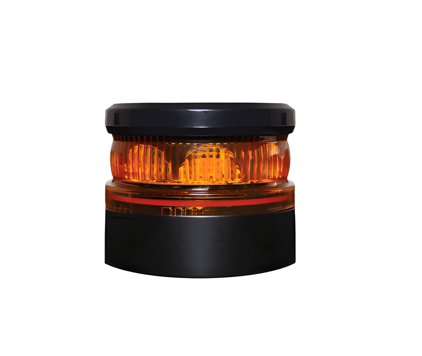 Front profile of the ultra-low profile Guardian AMB826 amber LED beacon highlighting its compact 58mm height.