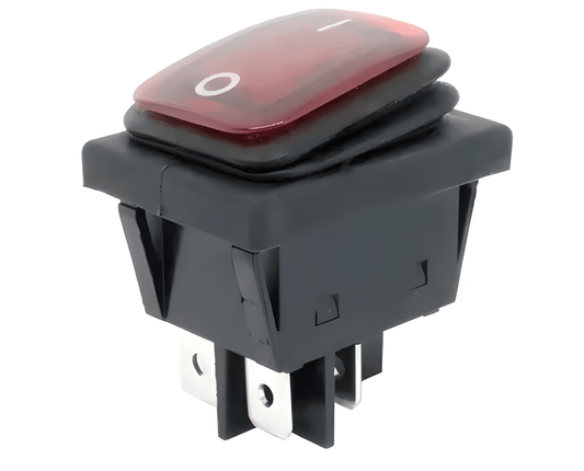 12V 24V Square 4 Pin Rocker Switch 16A Waterproof ON OFF Red Illumination MURE SW88