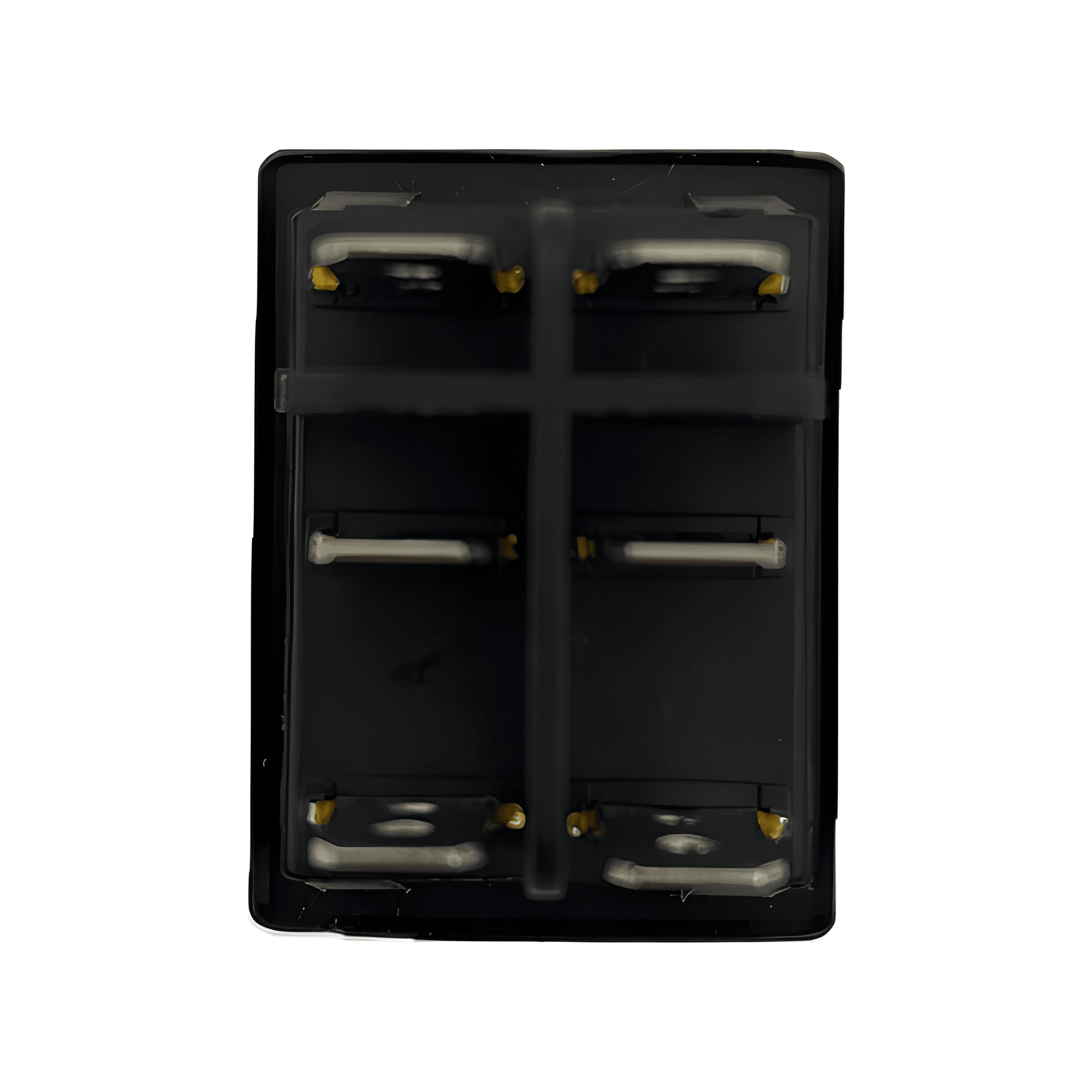 Rear view showing the 6-pin blade terminal layout and durable plastic safety divider of the MURE SW94 waterproof rocker switch.