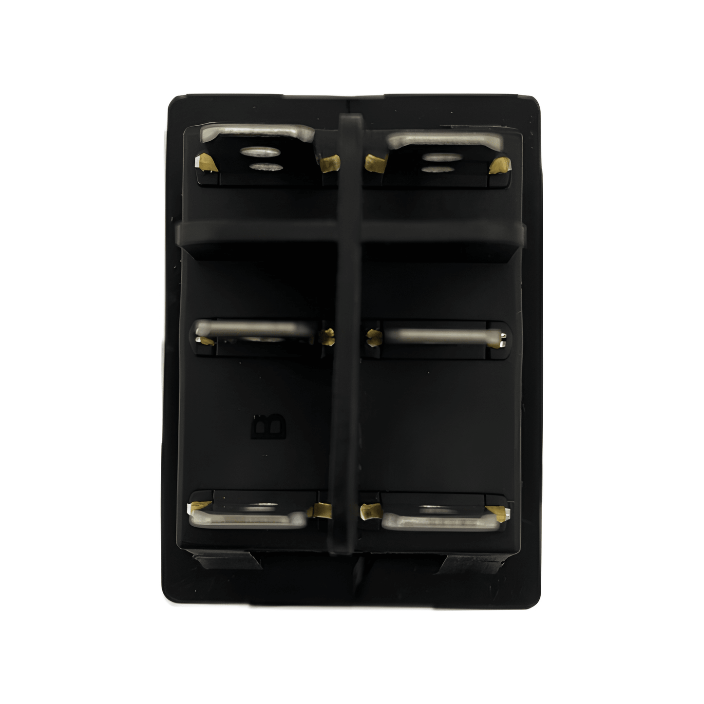 Side profile of the MURE SW93 switch highlighting the integrated waterproof rubber bellows and 16A professional technical specifications.