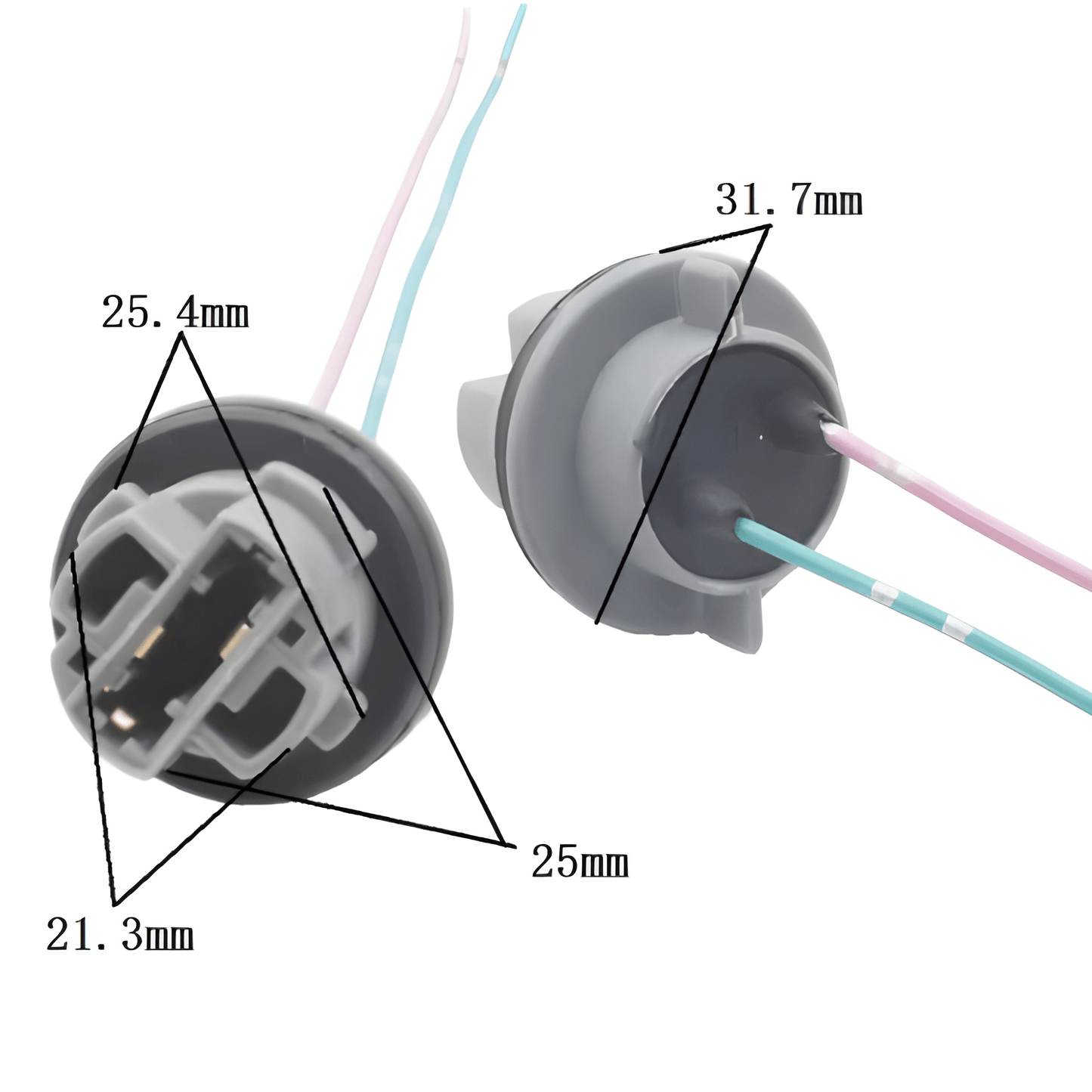 Technical dimension overlay for the BLBH071 holder, specifying a 31.7mm outer diameter, 25.4mm and 21.3mm internal socket widths, and a 25mm mounting base width.