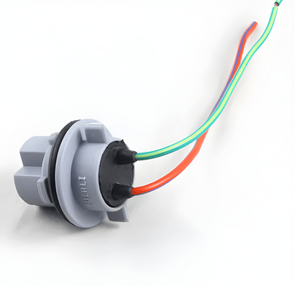 Side perspective of the MURE BLBH071 bulb holder highlighting the integrated rubber weather seal and twist-lock mounting tabs for secure vehicle light housing installation.