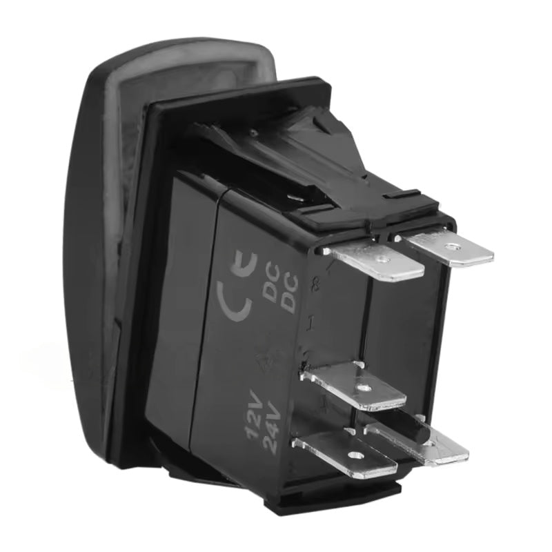 12V 24V Splashproof Rocker Switch (On-Off) Beacon Symbol Green LED 5 Pin Carling Style MURE SW96