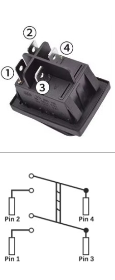 pin diagram for 12V 24V Square 4 Pin Rocker Switch 16A Waterproof ON OFF 