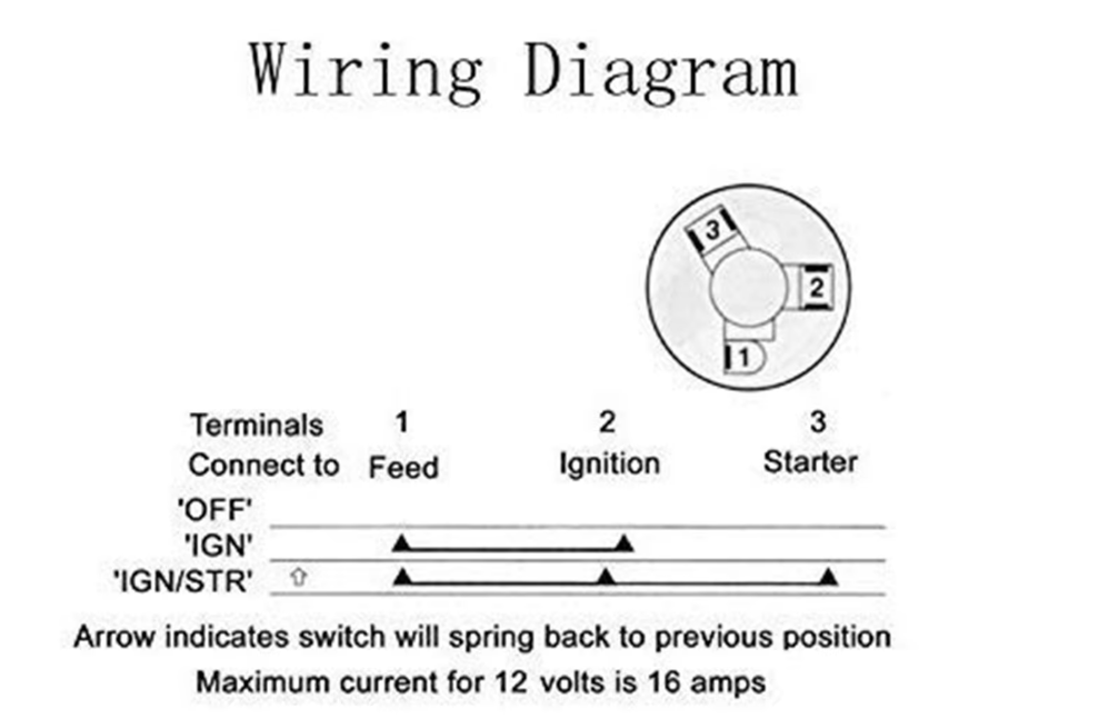 12V 3 Position Ignition Key Rotary Switch (OFF / ON / START) 2 Keys 3 Terminals MURE IGS1942