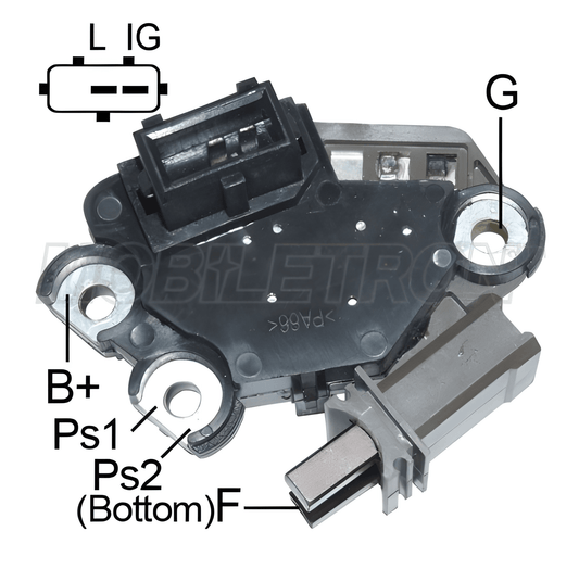 Mechanical component with labeled parts on a white background