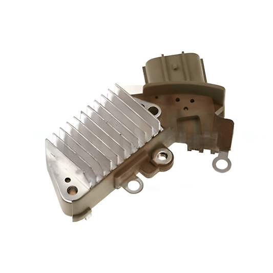 front view of a alternator voltage regulator on a white background