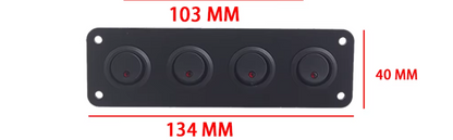 12V Mini Rocker 4 Gang Toggle Switch Panel ON OFF Red LED 10A MURE SPW4RLED