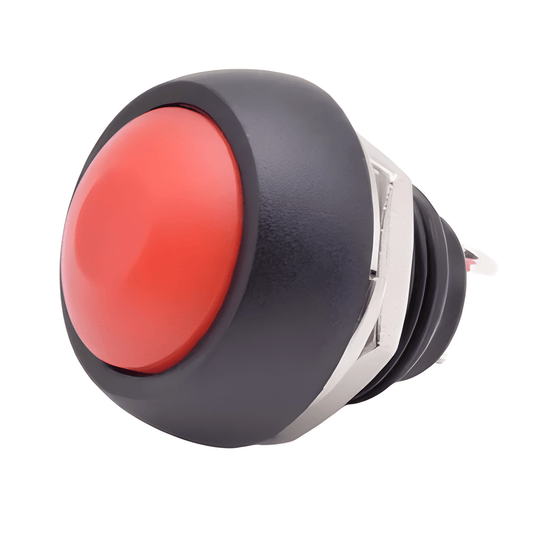 Small 12mm red plastic round head push button switch ON-OFF momentary 2-pin from MURE K5893R