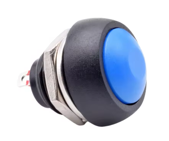 12mm Small Blue Plastic Push Button Round Head ON OFF Momentary Switch 2 Pin MURE K5893BLU