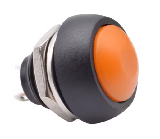 12mm Small Orange Plastic Push Button Round Head ON OFF Momentary Switch 2 Pin MURE K5893OR
