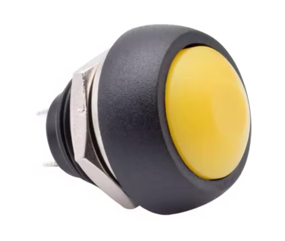 12mm Small Yellow Plastic Push Button Round Head ON OFF Momentary Switch 2 Pin MURE K5893YL