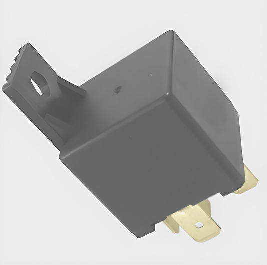 12V 40A normally open mini relay with resistor protection, 4-pin moulded plastic bracket and spade terminals for automotive use