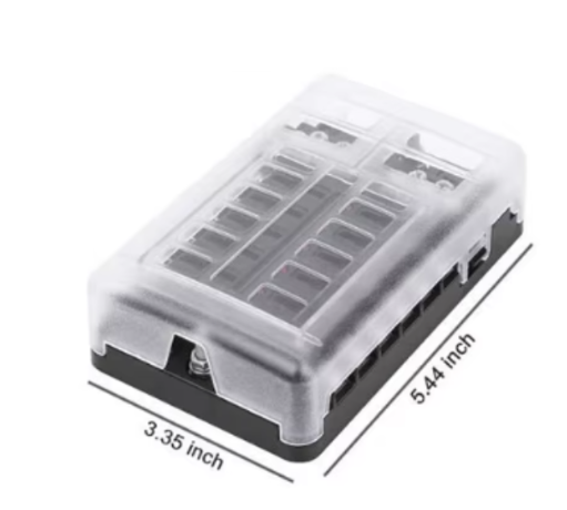 12 Way Blade Fuse Box Holder Led 12V / 24V Standard Ato Circuit With Busbar Mure FUH1739LB