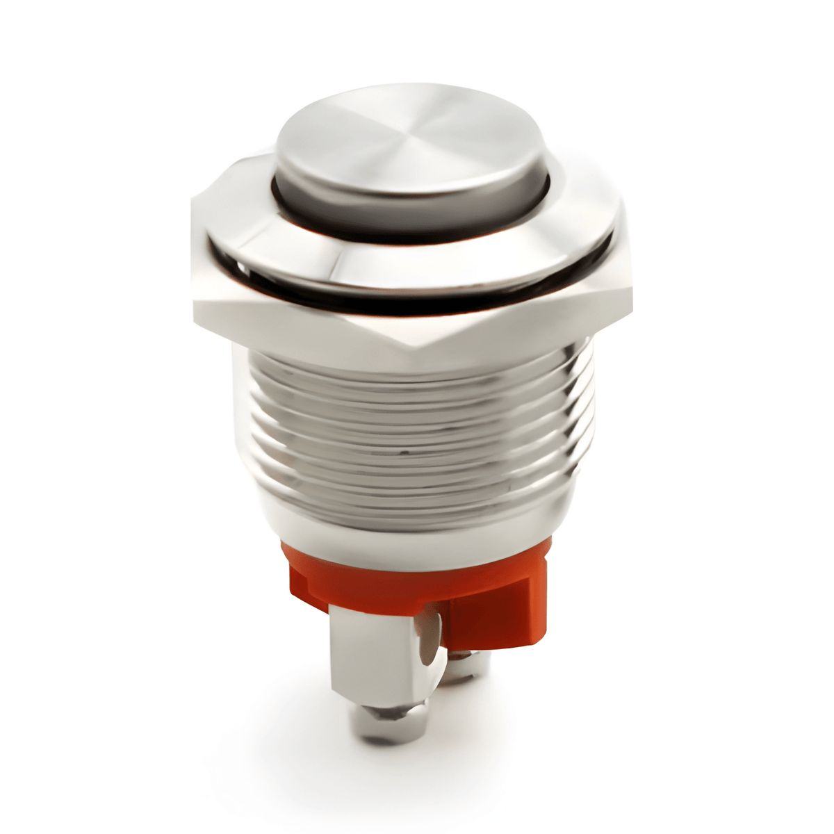 Silver 16mm metal high head push button K5896N C by MURE momentary with 2 screw terminals