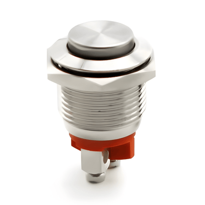 Silver 16mm metal high head push button K5896N C by MURE momentary with 2 screw terminals